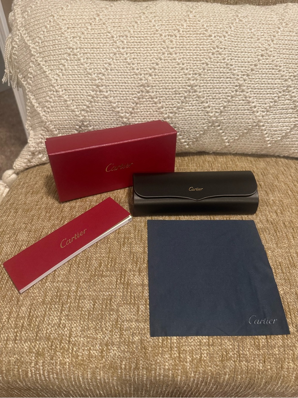 AUTHENTIC NEW CARTIER SUNGLASSES EYEGLASSES CASE W/ BOX & EXTRAS